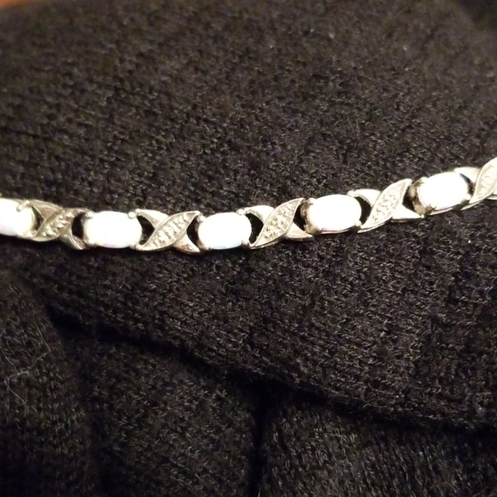 Lab Created Opal and Diamond Accent Bracelet